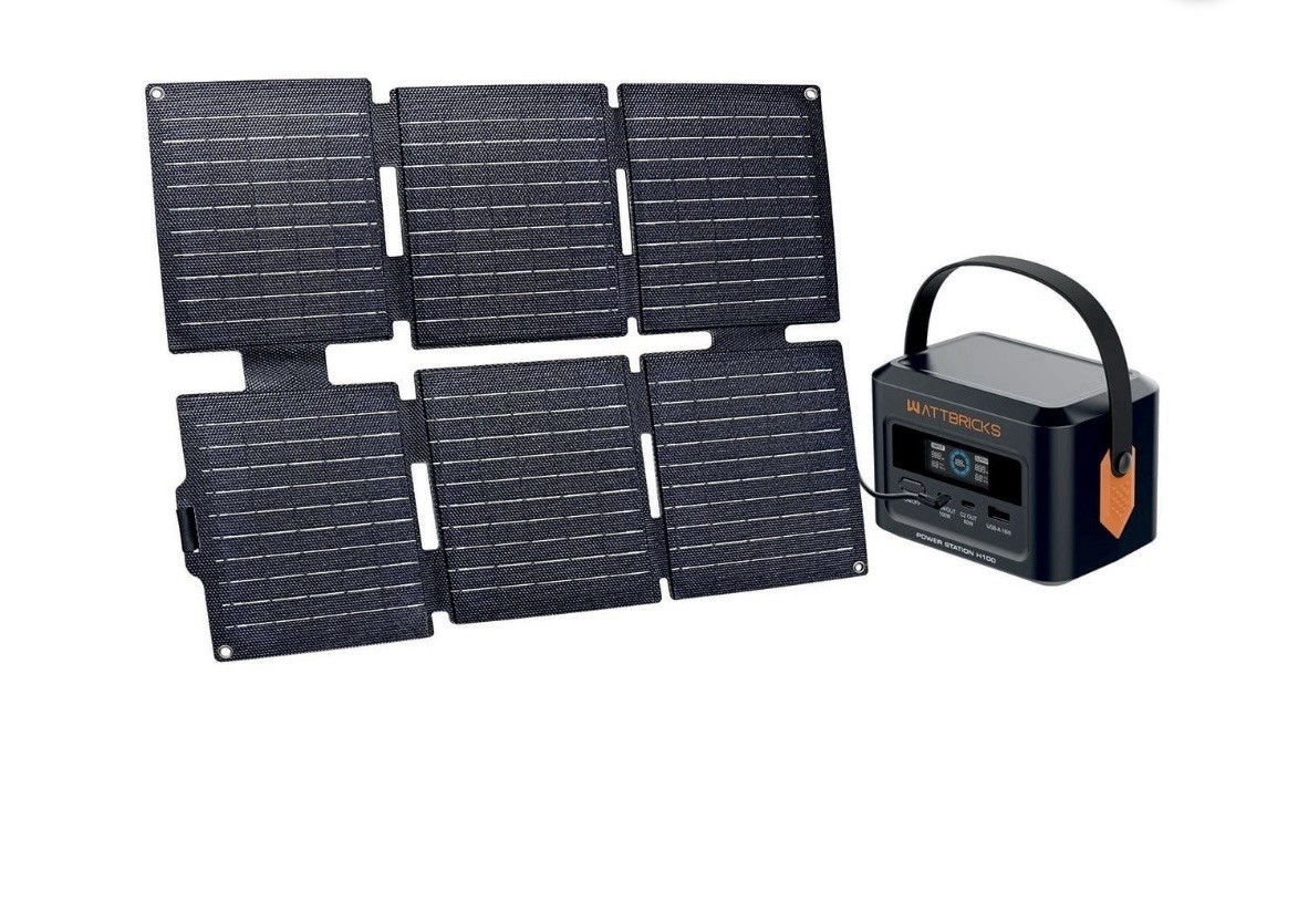 Wattbricks 100Watt Portable Power Station & 30Watt Portable Solar Panel Included