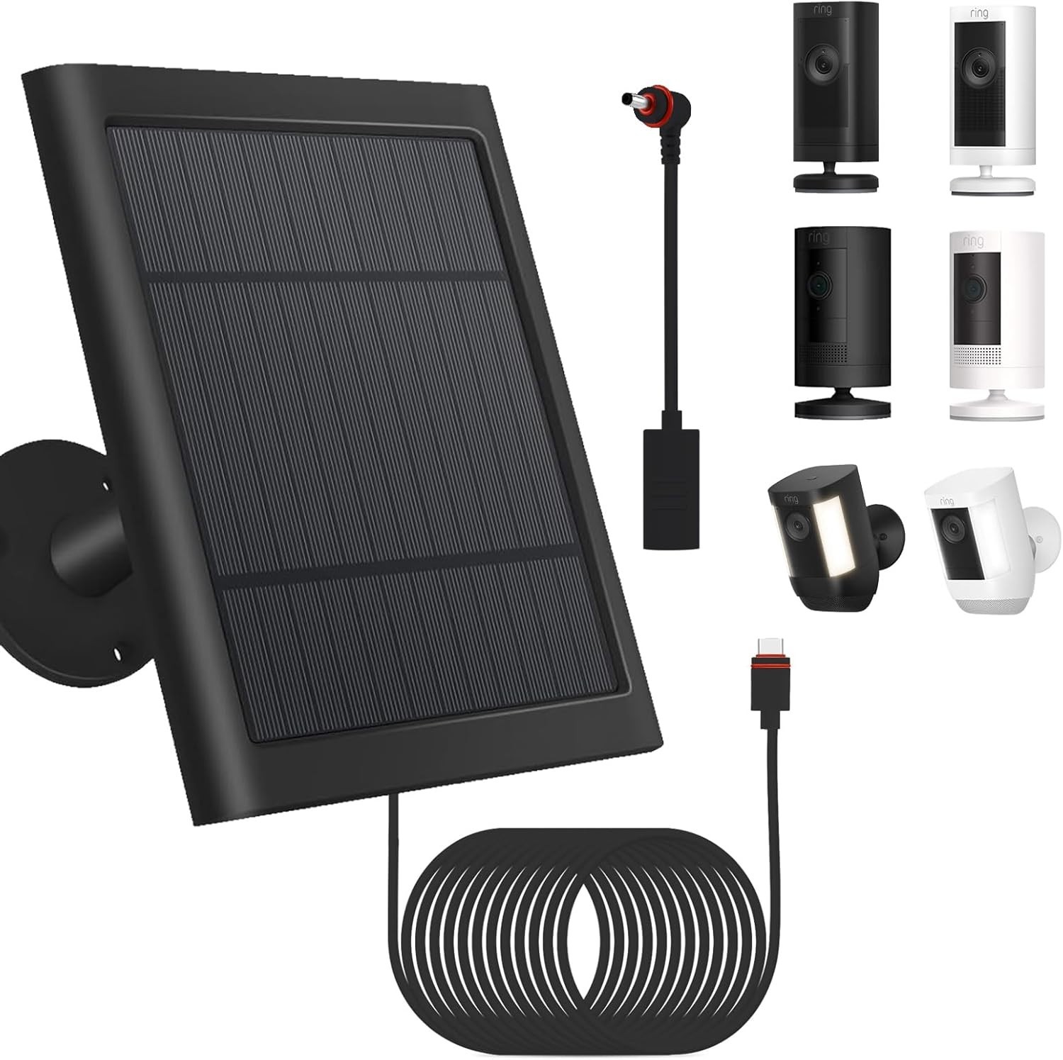 Solar Charging Panel for Ring Cameras – 360° Bracket & Safe Charging Features