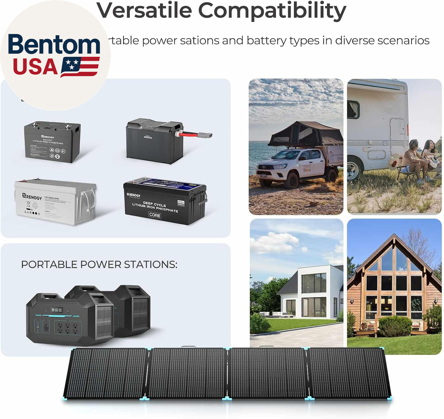400W Portable Solar Panel Suitcase, 23% High Efficiency Foldable Solar Charger f