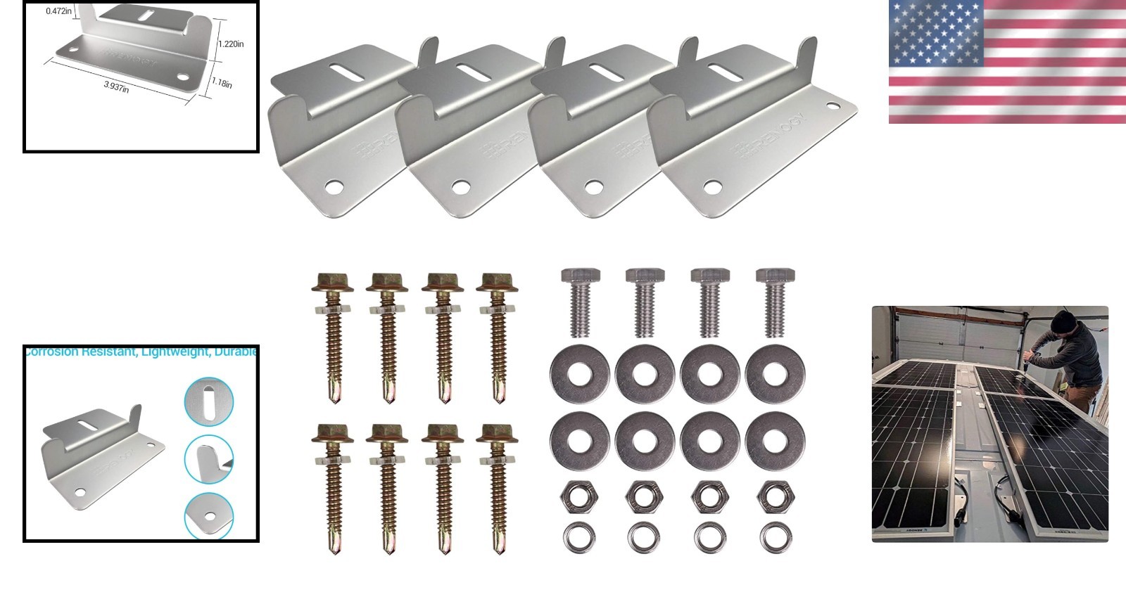 Renogy Z Bracket Set – Lightweight Aluminum for Easy Solar Panel Installations