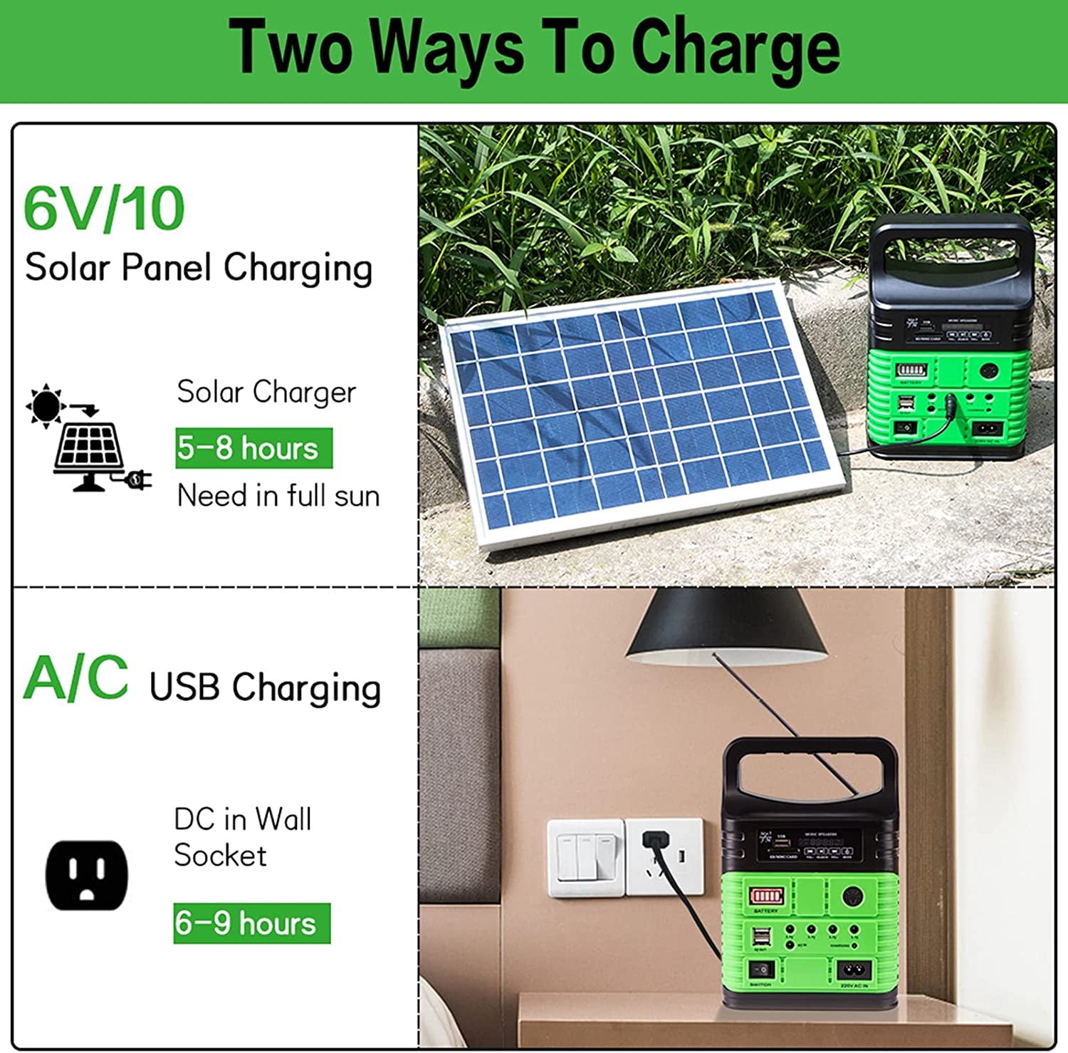 New Power Station Solar Generator Panel Power Bank Camping Emergency Portable