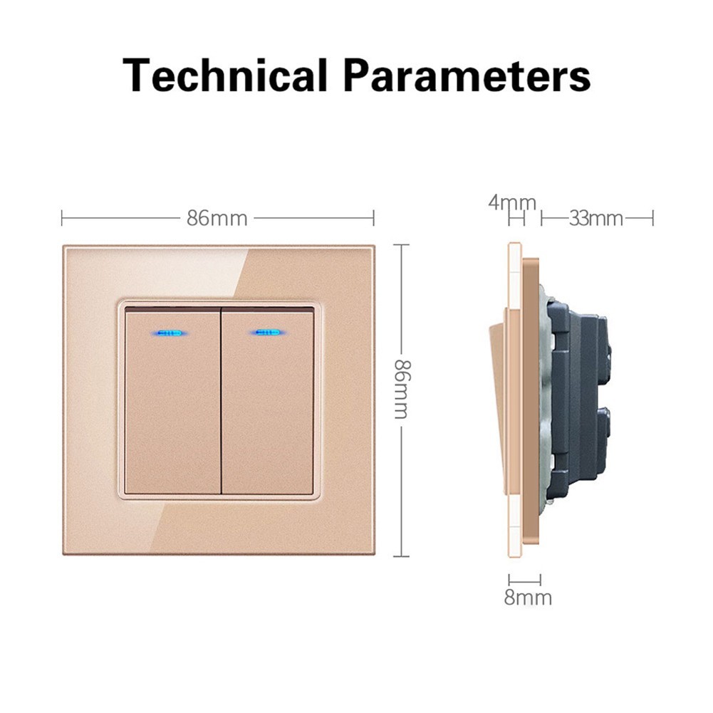 Contemporary Design Rocker Switch Tempered Glass Material European Standard