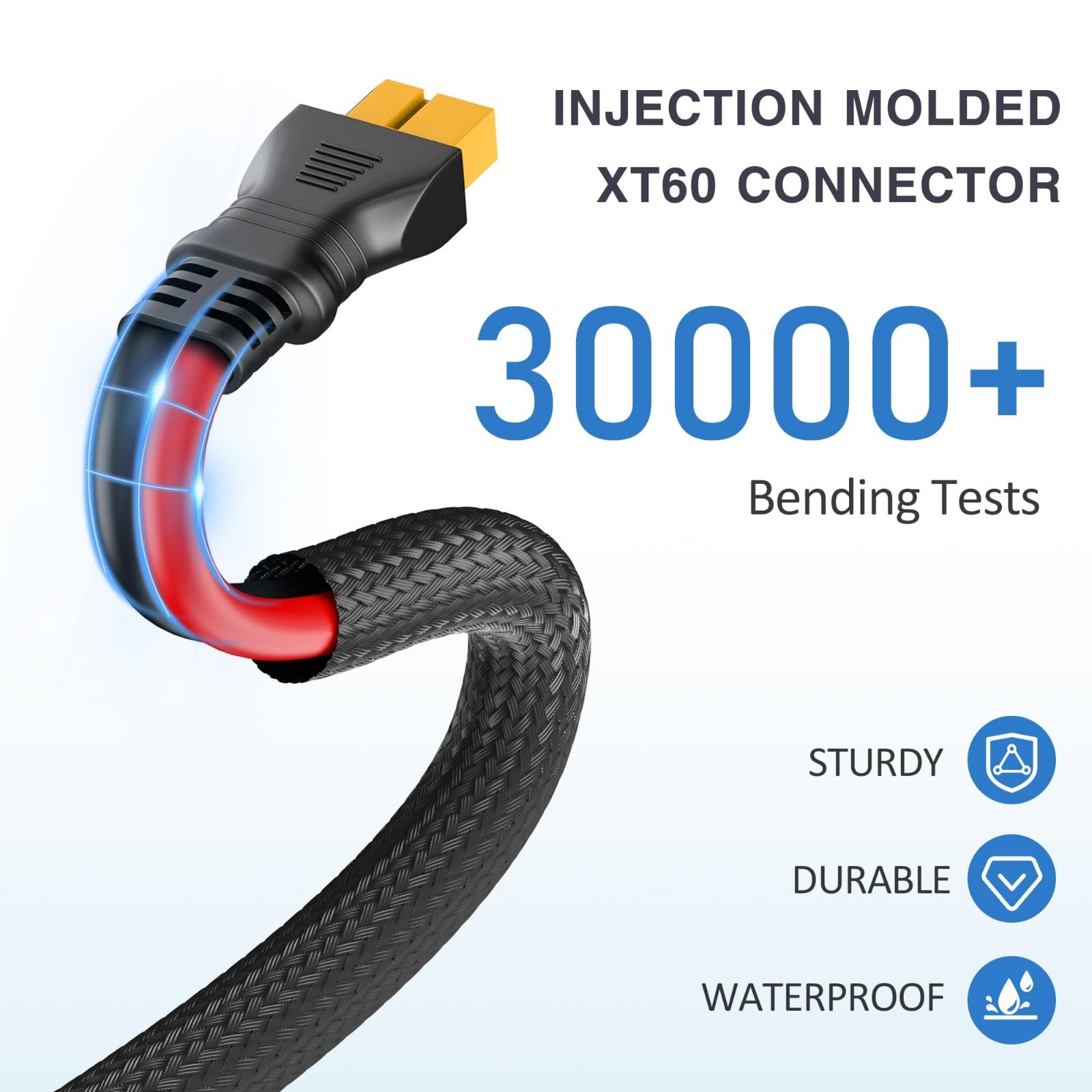 10FT XT60 Extension Cable 10AWG Male to Female Adapter, Flame Retardant Sleeve,