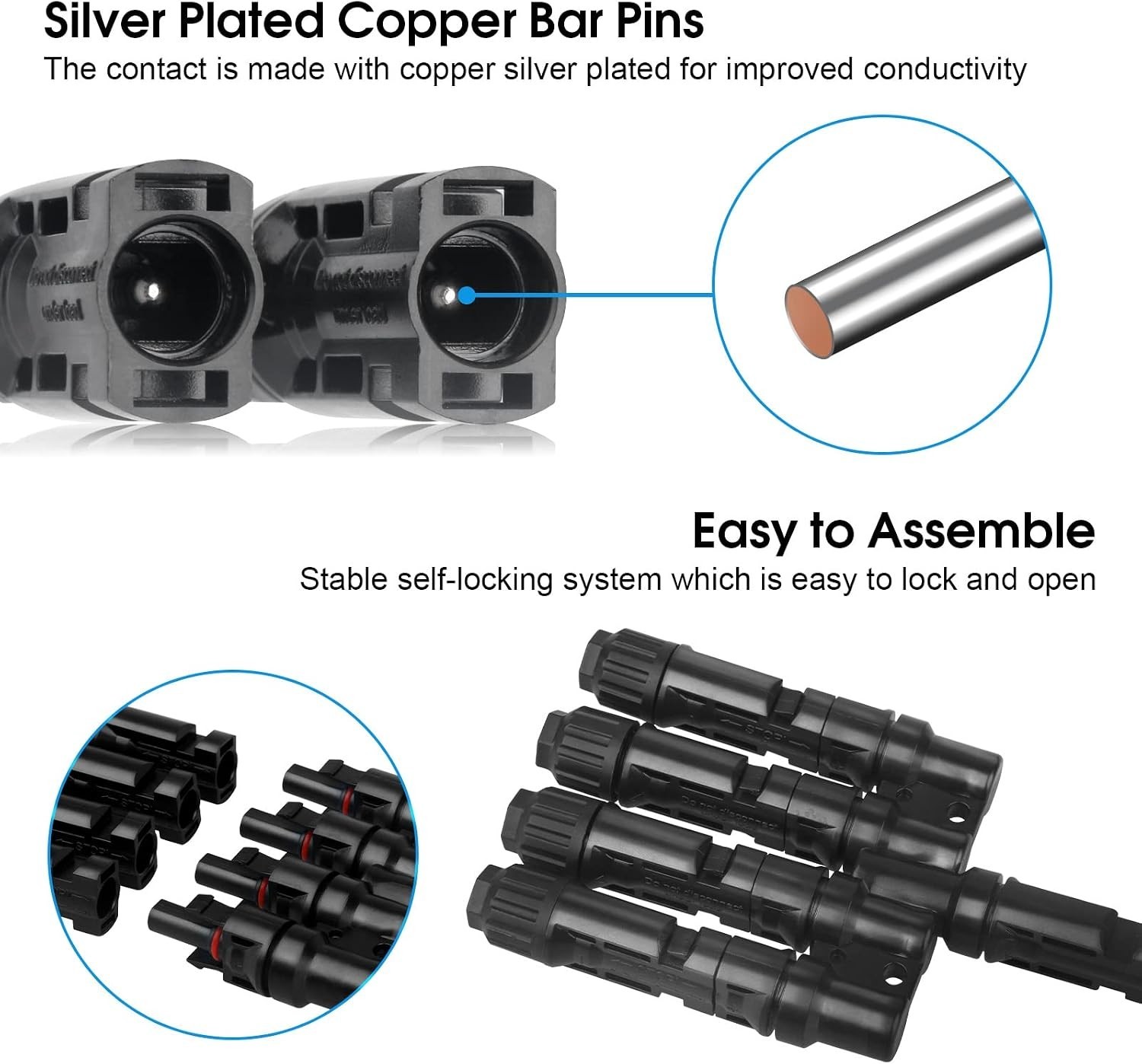 Solar T-Branch Connectors, Quick-Connect