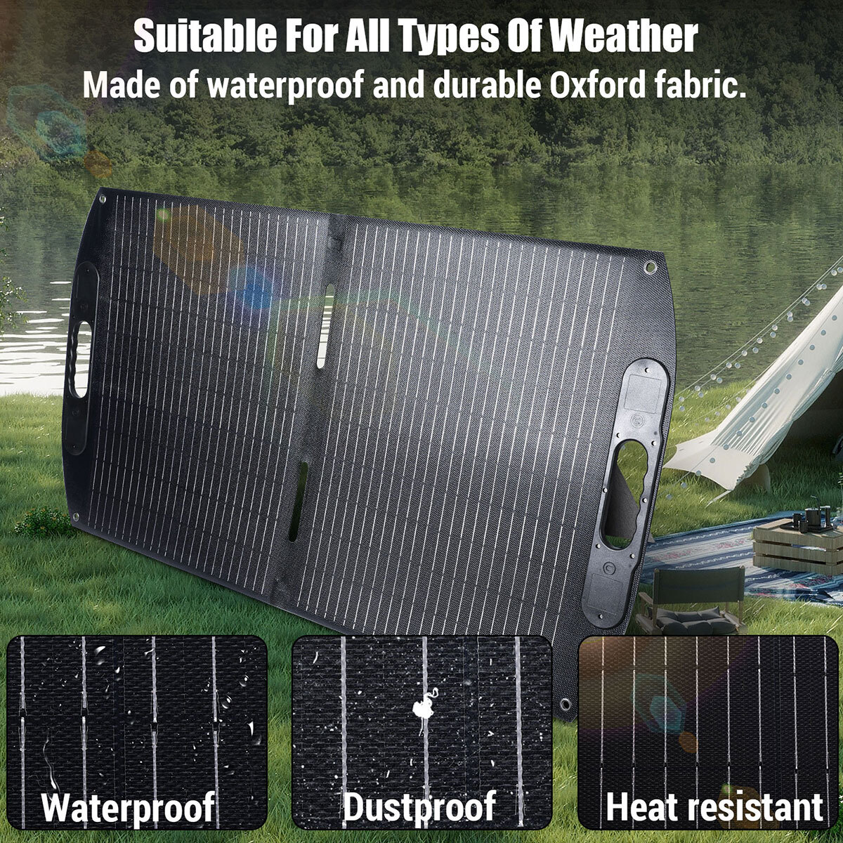 Foldable Solar Panel 100W ETFE Solar Panel Kit For Power Station RV Outdoor Camp