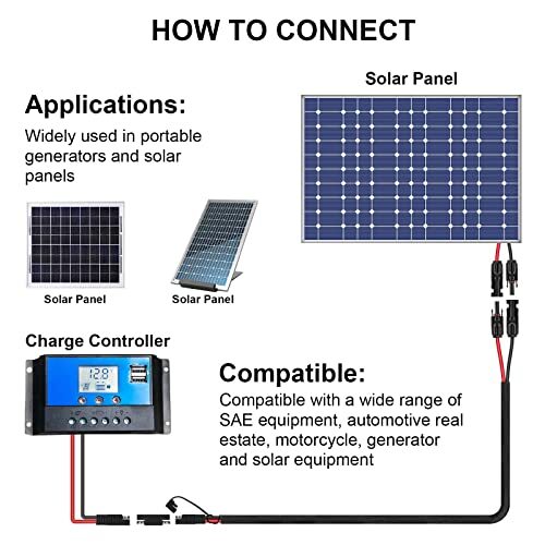 Solar Panel Connector,10AWG SAE to Male & Female Adapter PV Extension Cablewire