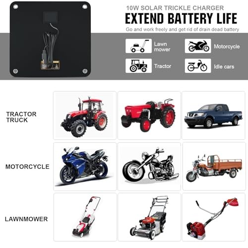 12V Waterproof Solar Car Battery Charger – 10W Portable Trickle