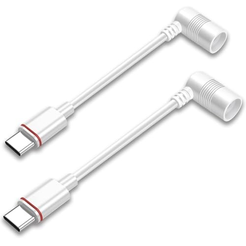 2PCS Barrel Plug to USB-C Adapter for Ring USB C Outdoor Cameras, Barrel White