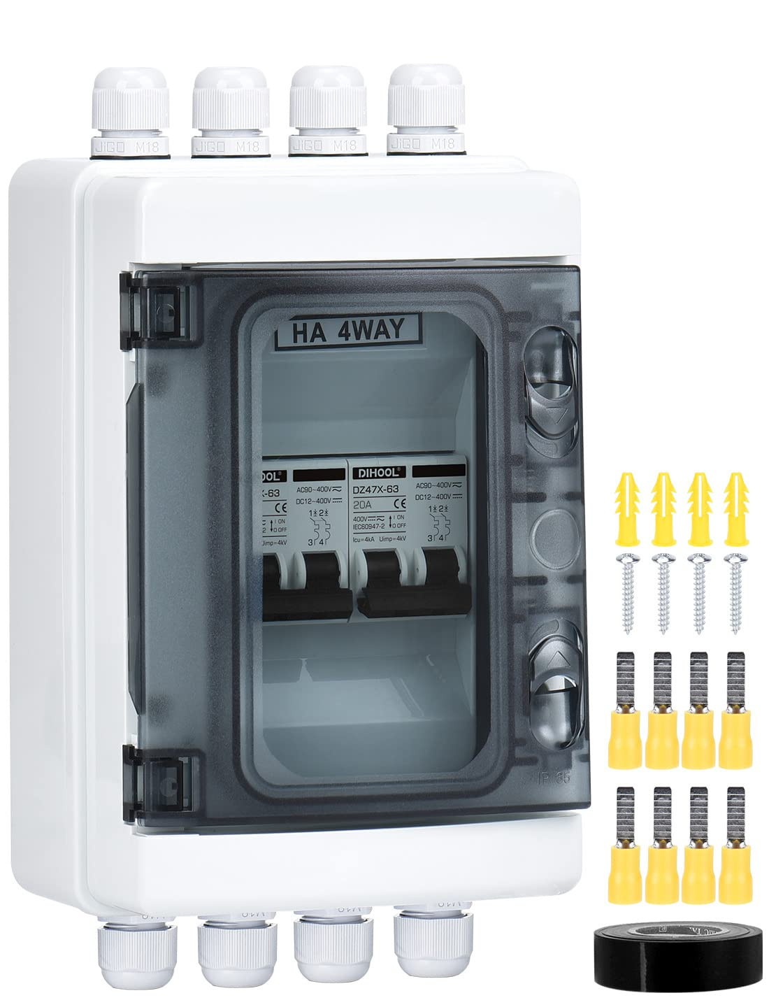 DC Circuit Breaker Box Cover with UV-Proof, 20 Amp Electrical Power Distribut…