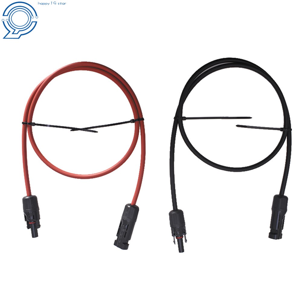 1 Pair 3 Feet Solar Panel Extension Cable Wire Connector 10 AWG Black + Red