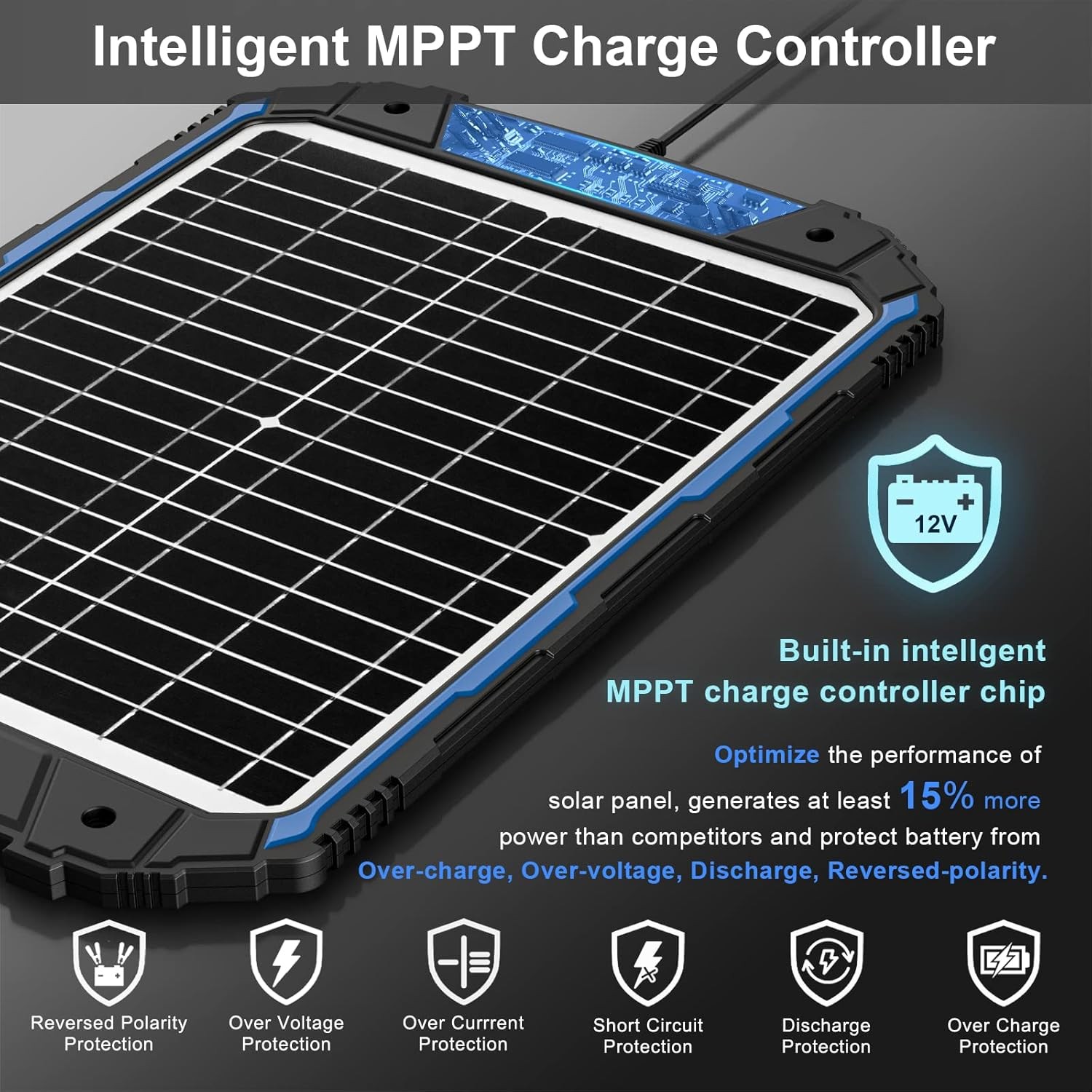 12V 20 Watt Solar Panel Charging Kits for Car Marine RV Trailer Boat Automotive