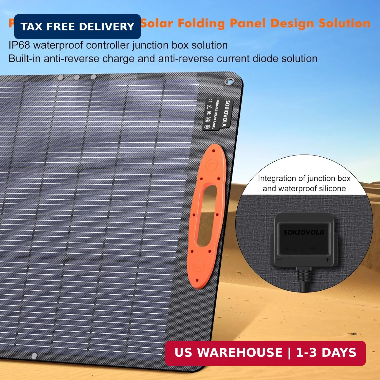 SOKIOVOLA N-Type 16BB 200W Portable Solar Panel for EF/Jackery/Bluetti/Anker Pow