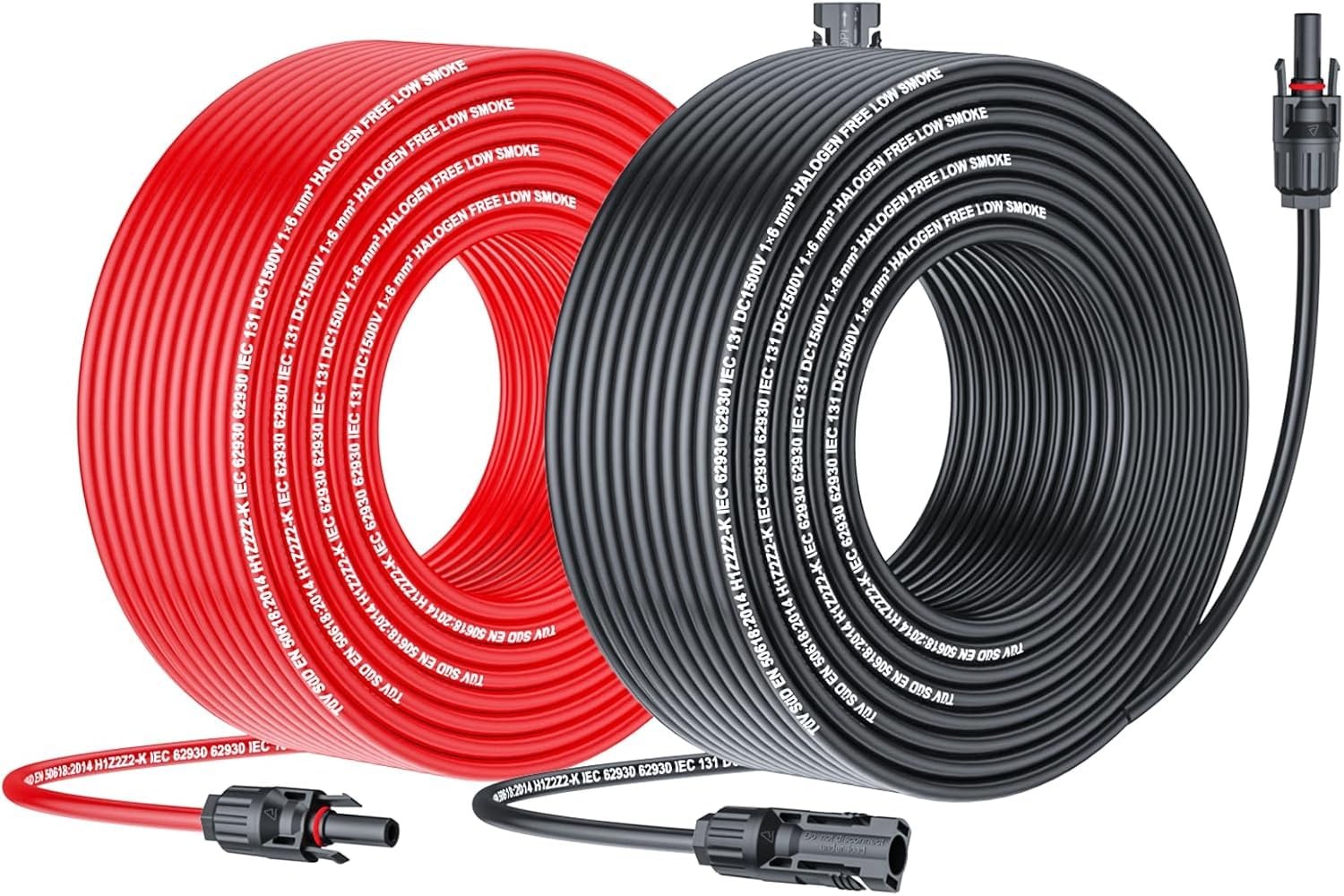 Solar Cable Extension 20Ft 10AWG, Solar Wire with Tool-Free Solar Connectors,…