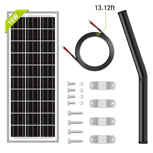 15W 12V Solar Panel for Automatic Gate Openers, Charger Kit & Mounting Bracket