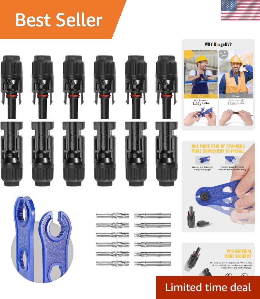 10AWG Solar Panel Connectors 12 PCS Set – Waterproof for Lasting Outdoor Use