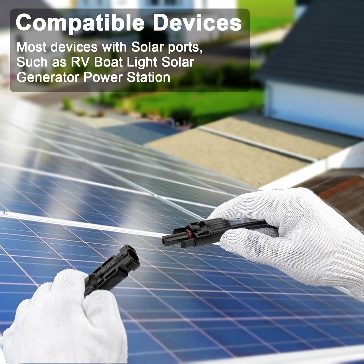 10FT Solar Panel Extension Cable 10AWG – Male/Female Connectors, Waterproof