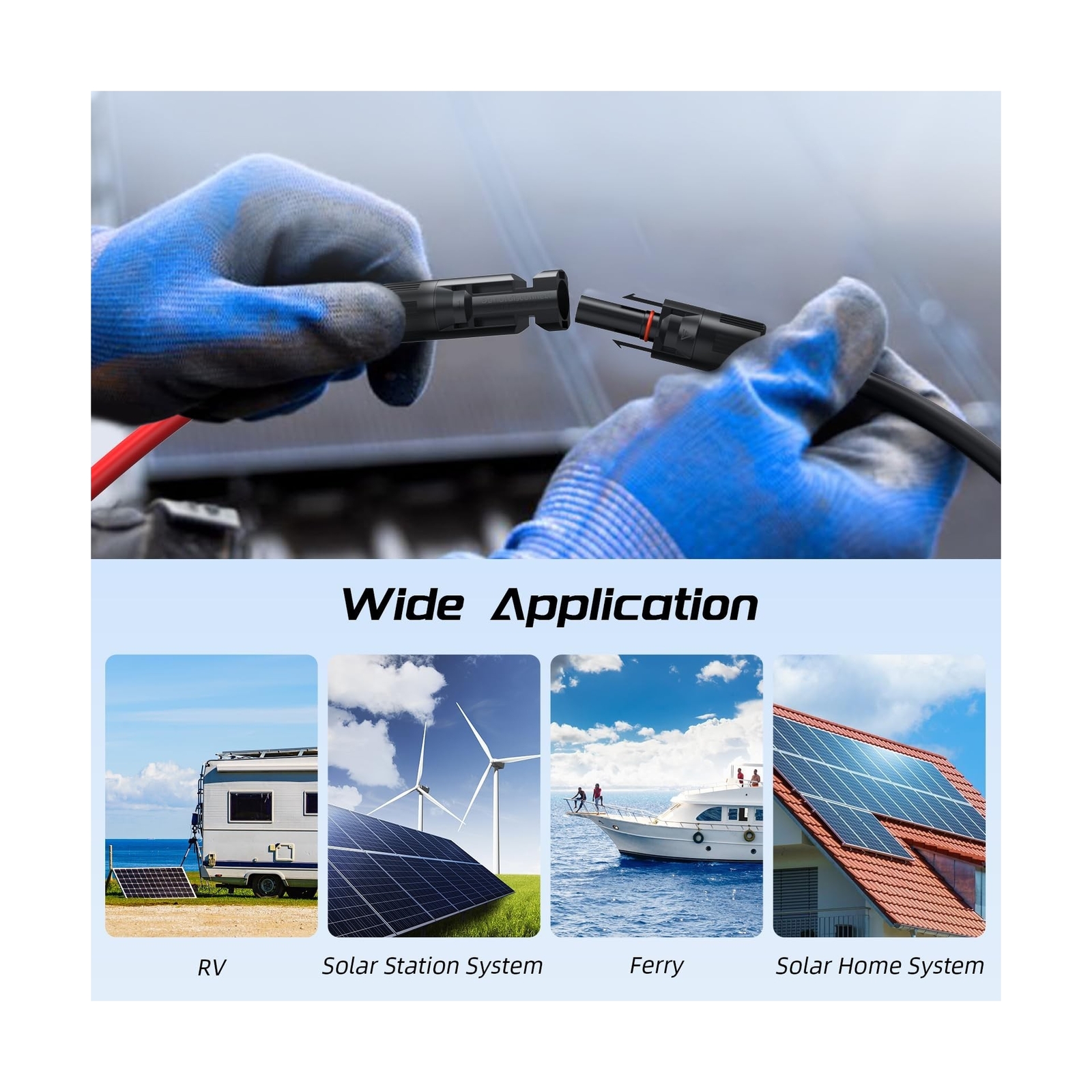 100FT 12AWG Solar Panel Extension Cable, Bateria Power 12 Gauge 4mm² PV Wir