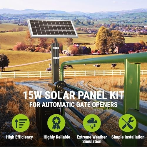 15W 12V Solar Panel for Automatic Gate Openers, Charger Kit & Mounting Bracket