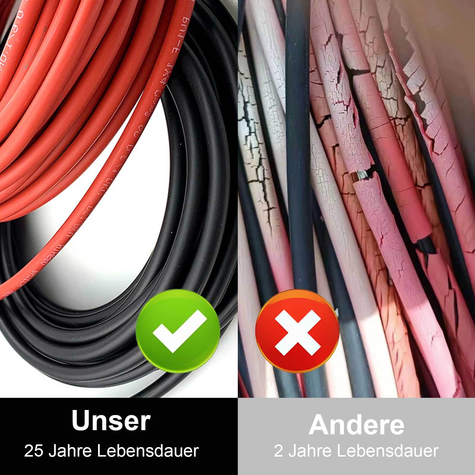 PFCTART 1 Pair Solar Panel Extension Cable Wire Black Red 10 AWG Connector 6mm²