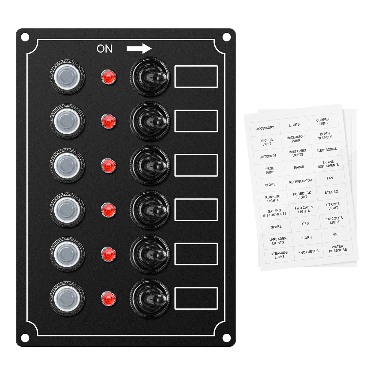 Panel marino Haoguo de 6 interrupt. con disyuntor IP67, apto para barcos y yates