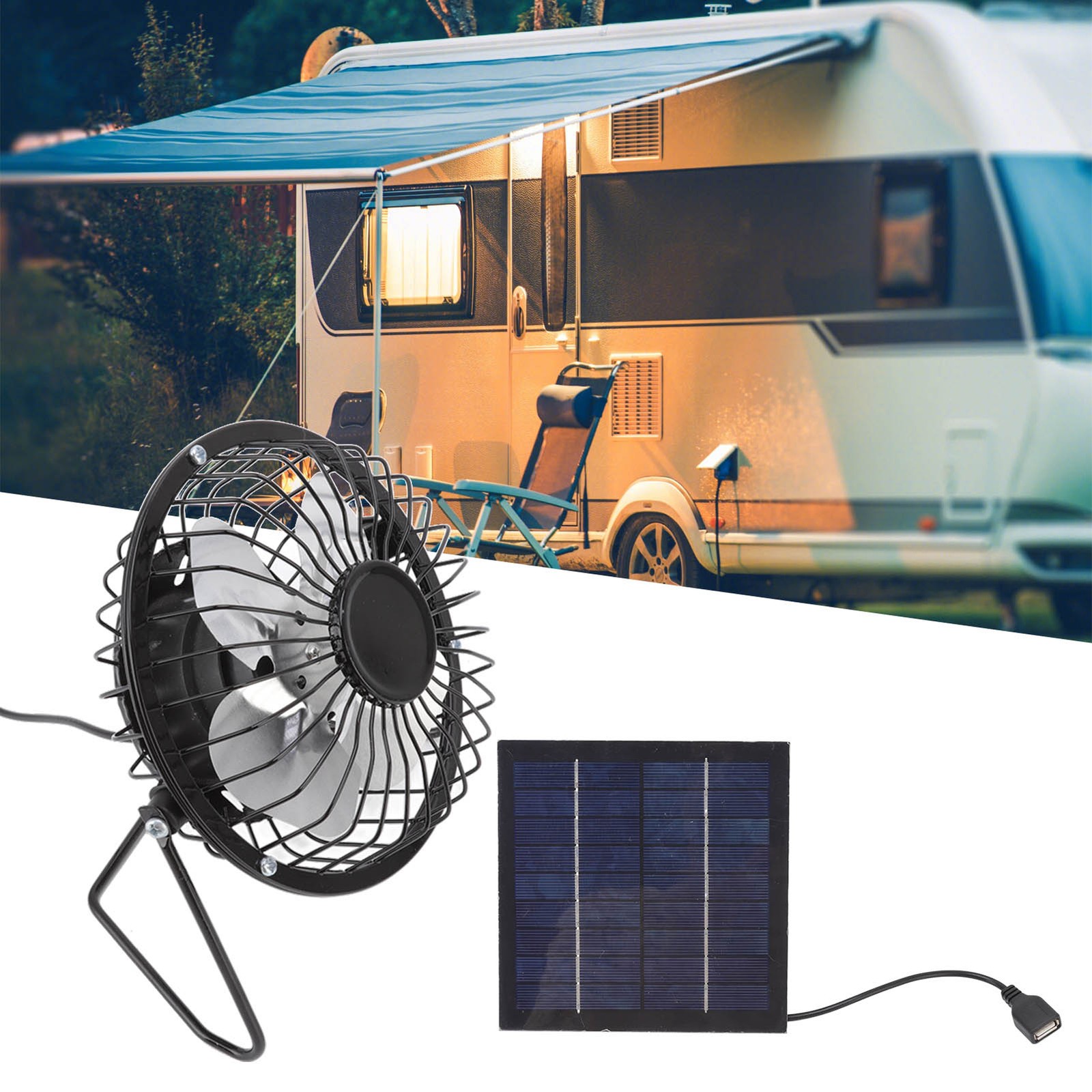 Portable Solar Solar Panel Fan USB Cooling Fan for Greenhouse Pet House Attic