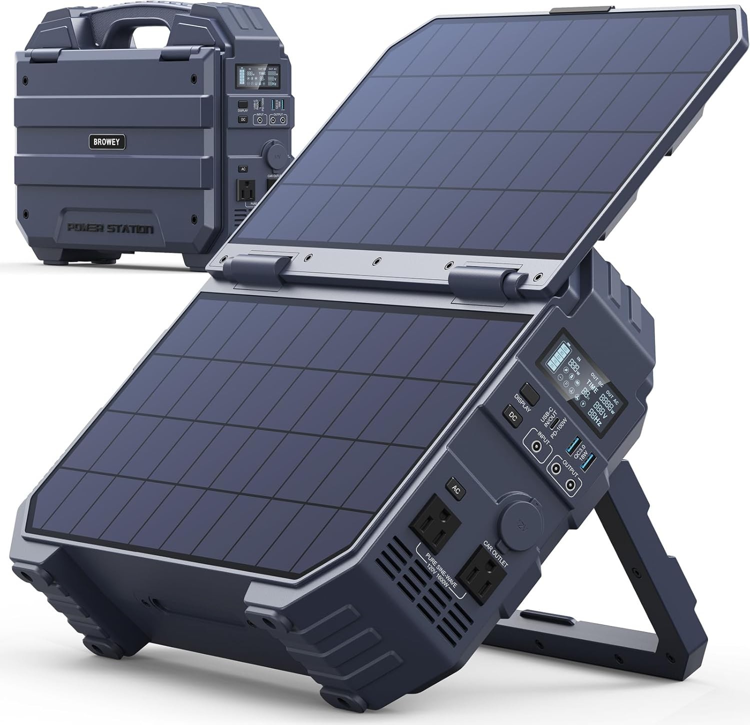 Portable Power Station, 1000W (Peak 2000W) Solar Generator with Built-In Solar P