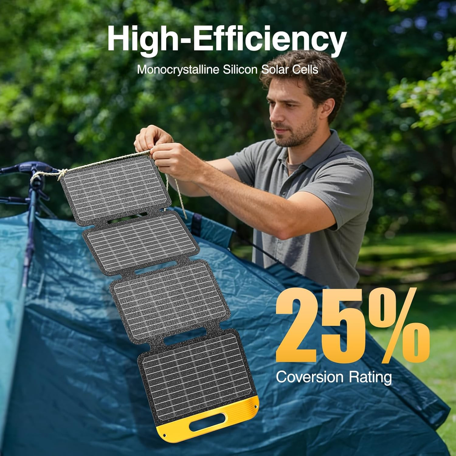 40W Solar Panel Foldable Portable Small Solar Panel Charger with USB-C and USB-A