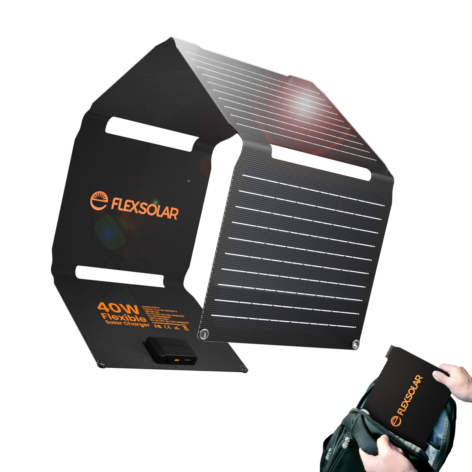 Upgraded 40W Portable Solar Panels Chargers with PD2.0 USB-C,QC3.0 USB-A and …
