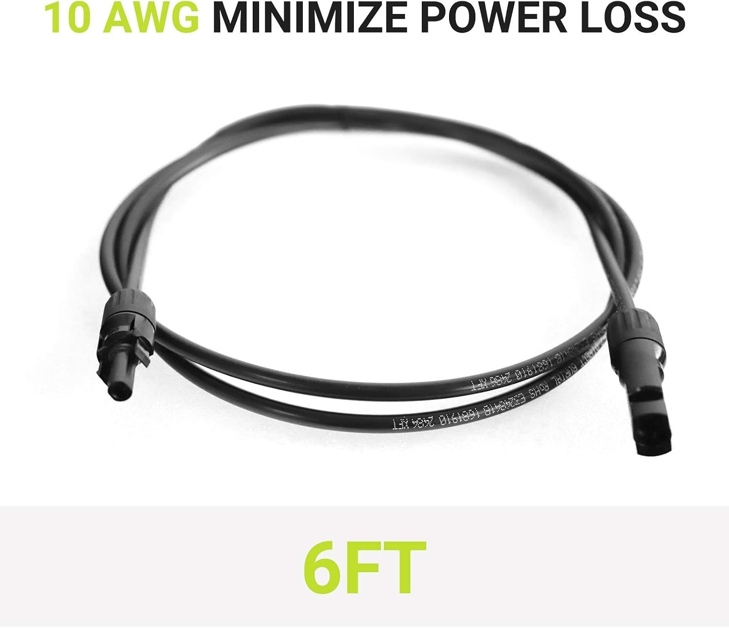 High-Quality 6FT 10AWG Solar Extension Cable with Tinned Copper Conductors