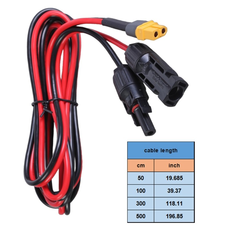 Portable 12AWG Solar Connectors to XT60 Adapter Cable for Connection to Car