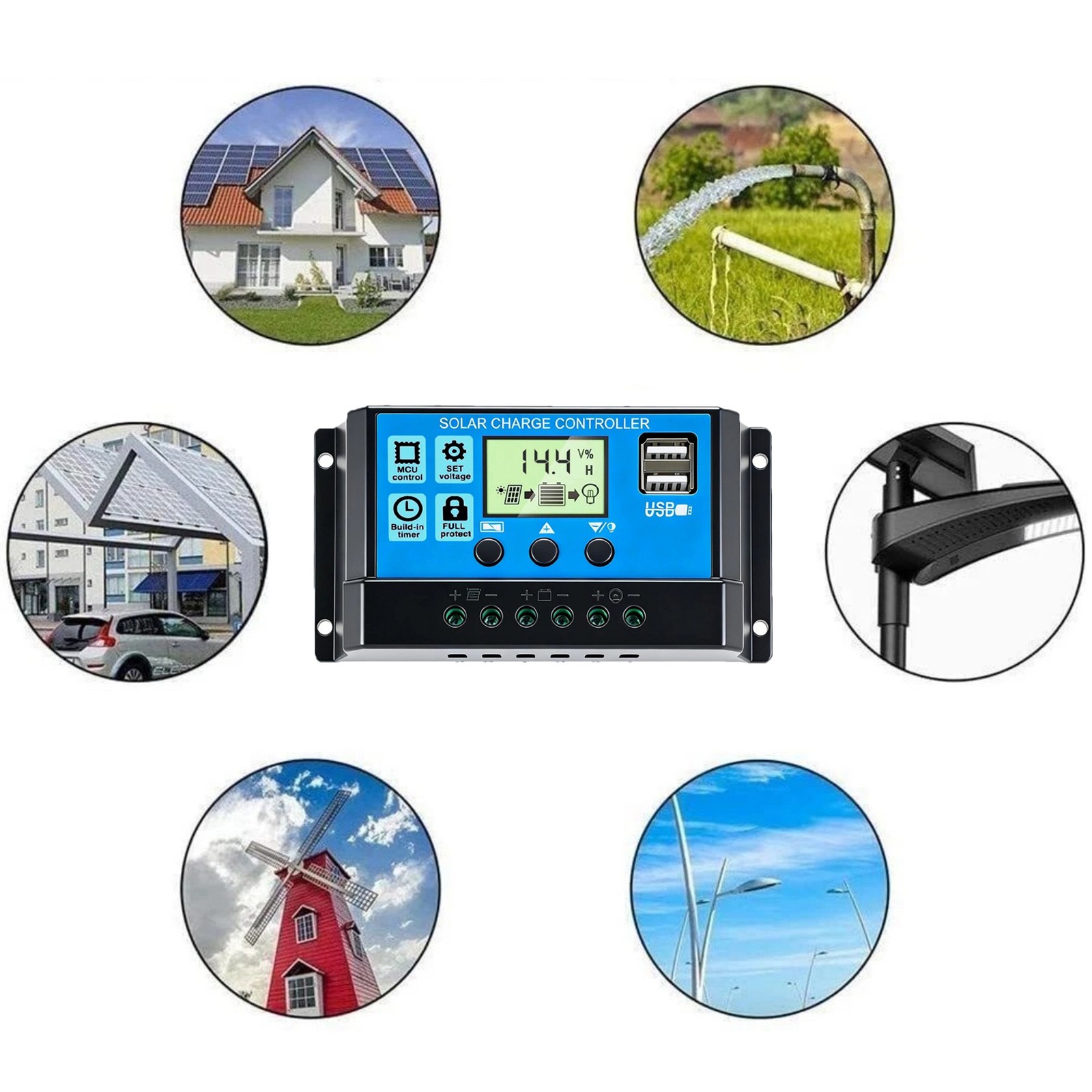 50W Solar Panel Kit 12V Monocrystalline N-Type Off Grid Home RV Boat Battery US