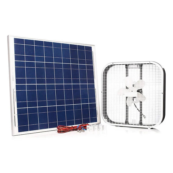 Solar Powered 20″ Box Fan with 100 Watt Solar Panel with On/Off Switch