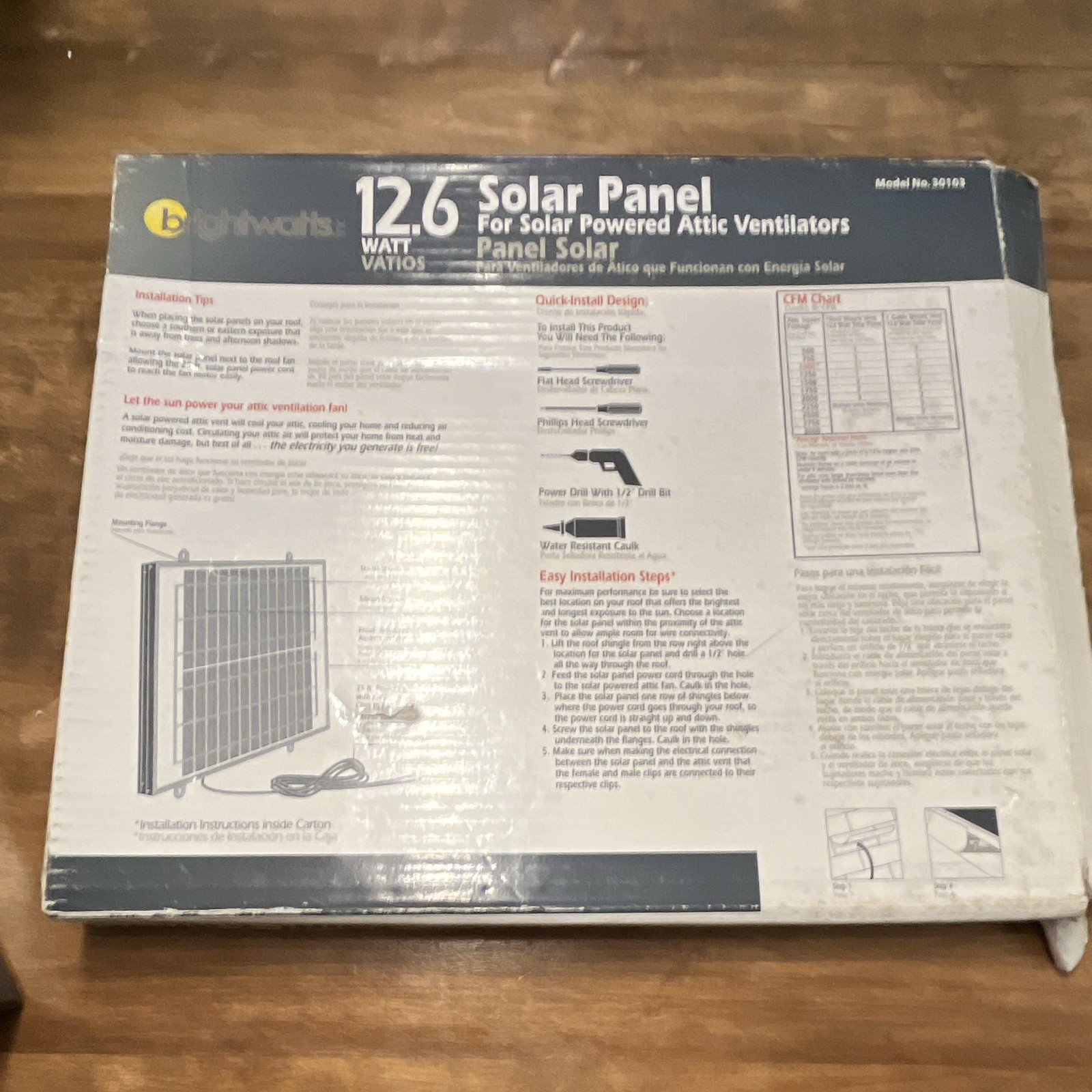 Brightwatts 12.6W Solar Panel Model 30103, 18V DC Off-Grid Rigid Blue