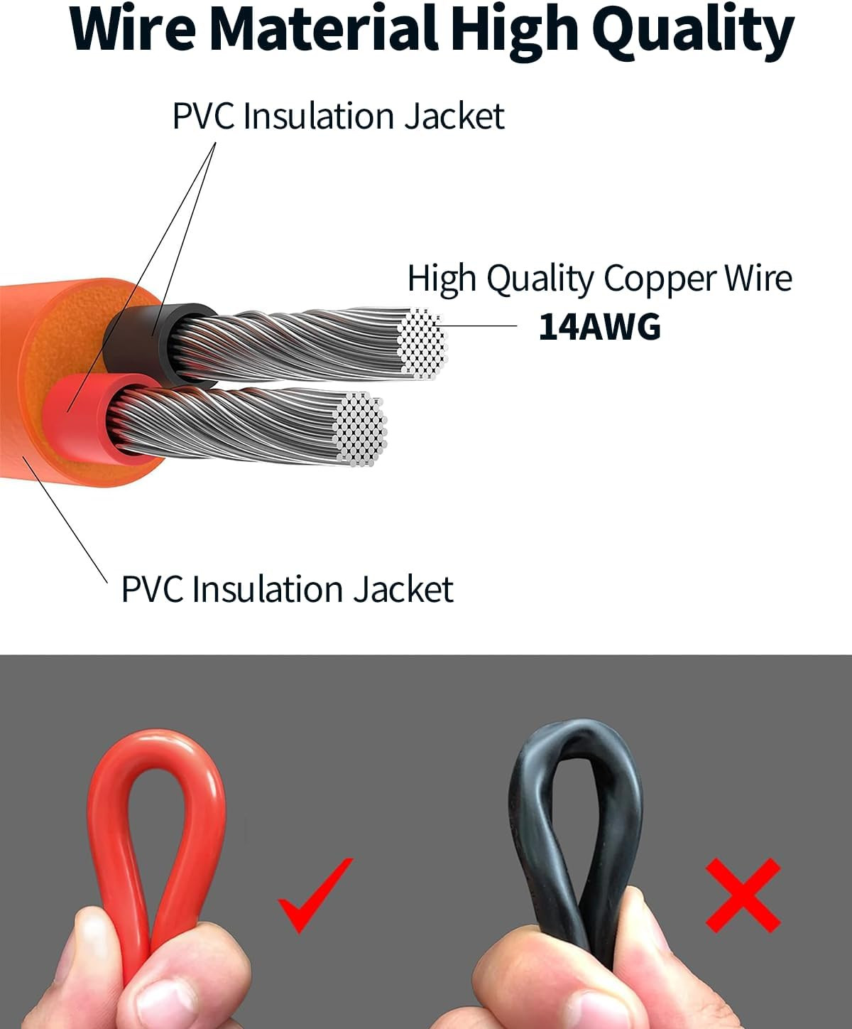 14AWG 8Mm Extension Cable for Solar Generators 10FT 3M, DC7909 Solar Panel Cable