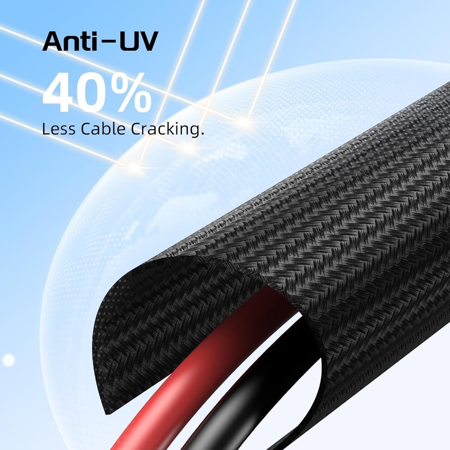 10AWG 30FT Solar Panel Extension Cable Flame Retardant Protective Sleeving Home
