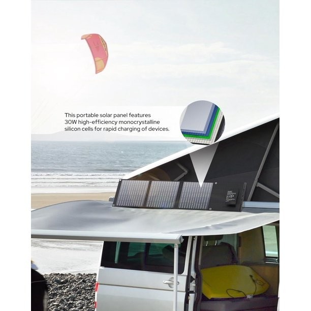 Portable 30W Solar Charger – Foldable Panel for Camping and Hiking Adventures