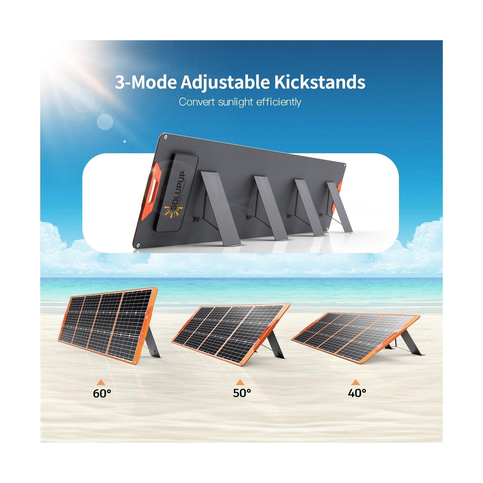 200 Watt Portable Solar Panel, 18V IP65 Waterproof Foldable Solar Panel for P…