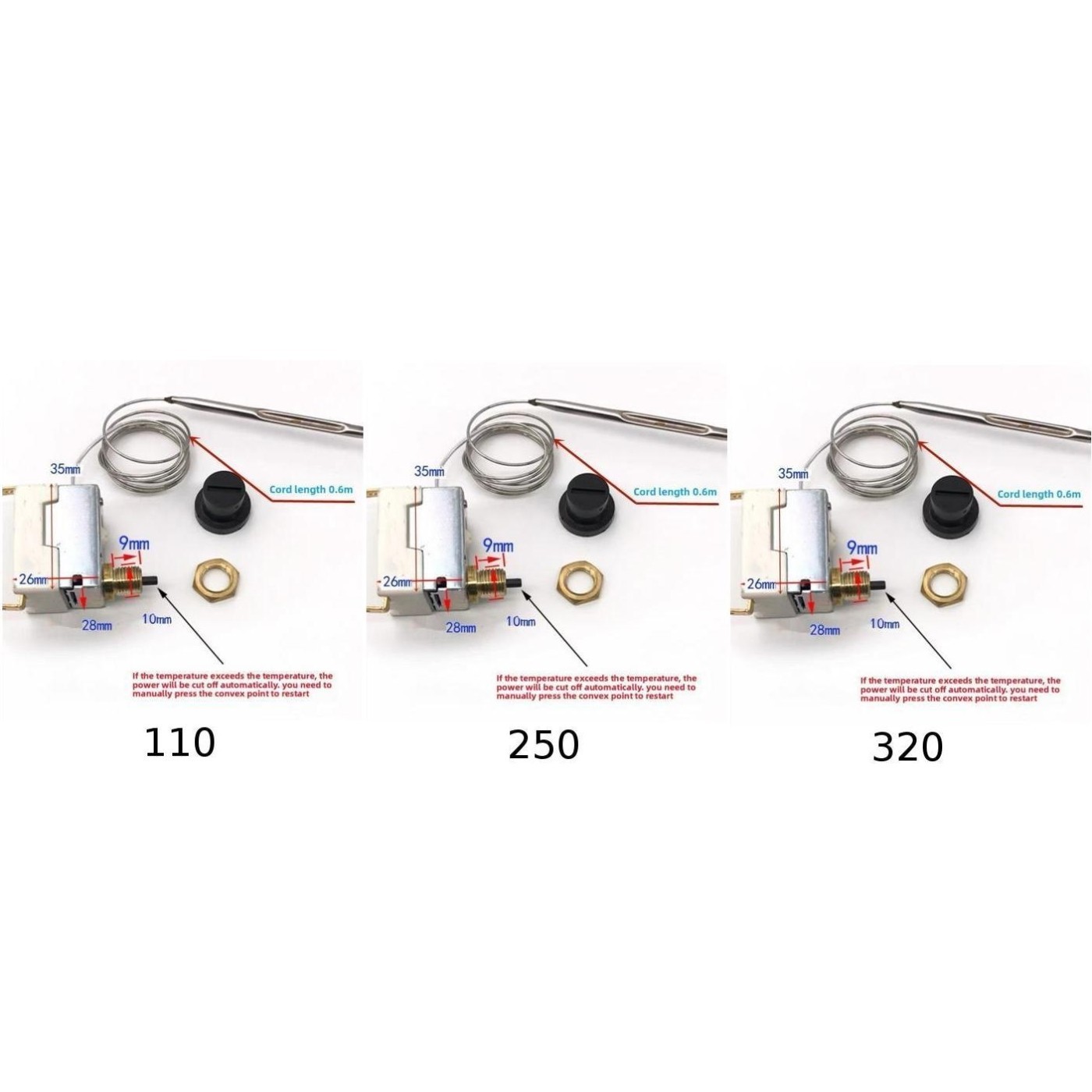Manual Reset Thermostat For Fryer Temperature Control Simple Press Restart