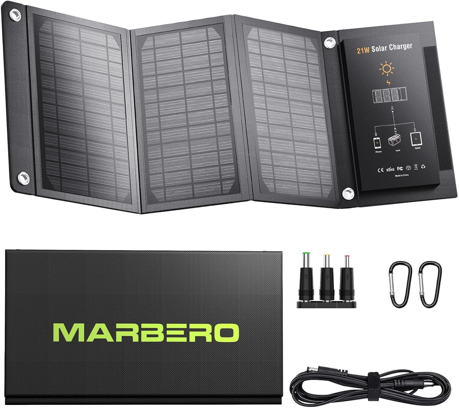 21W Portable Solar Panel Foldable Solar Panel Charger IP65 Waterproof Solar