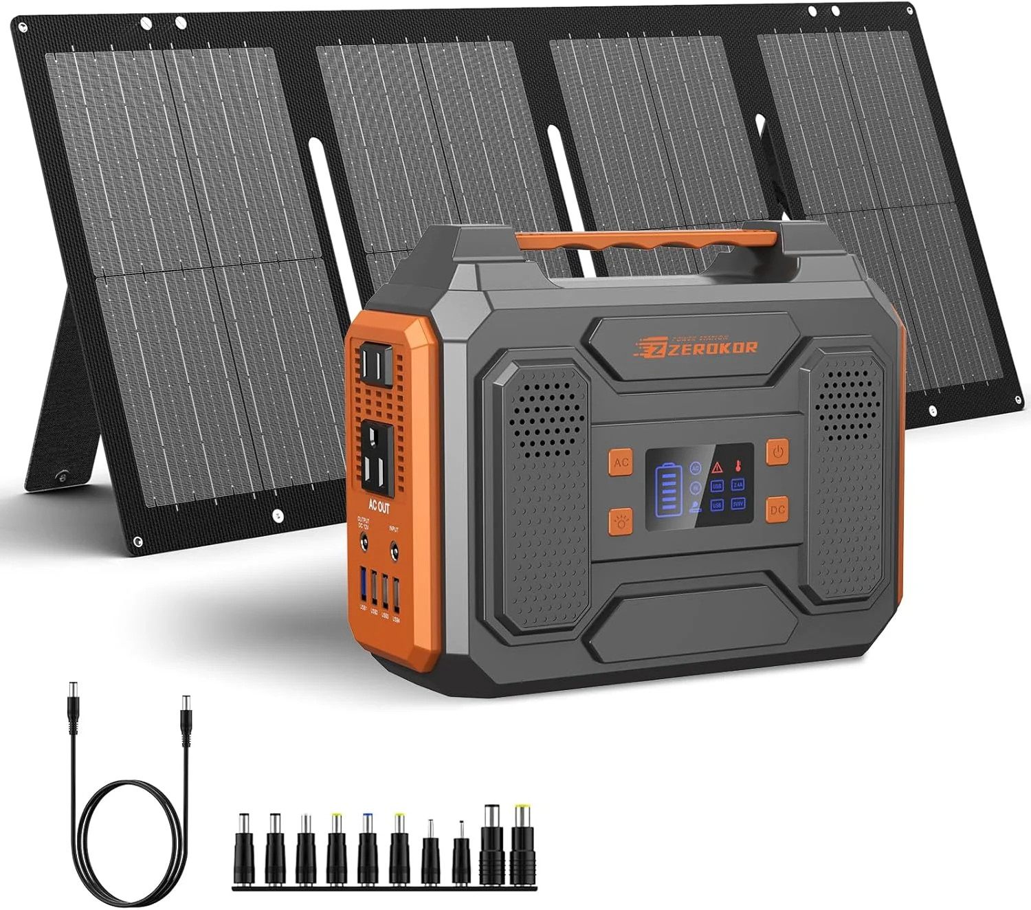 Portable Solar Generator, 300W Portable Power Station with Foldable 60W Solar Pa