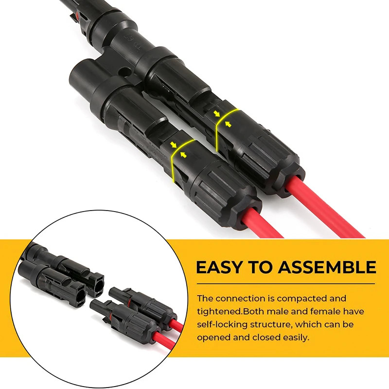 Branch PV Connector 2 In 1 Out T 30A IP67 Male Female For Combiner Box Panel Kit