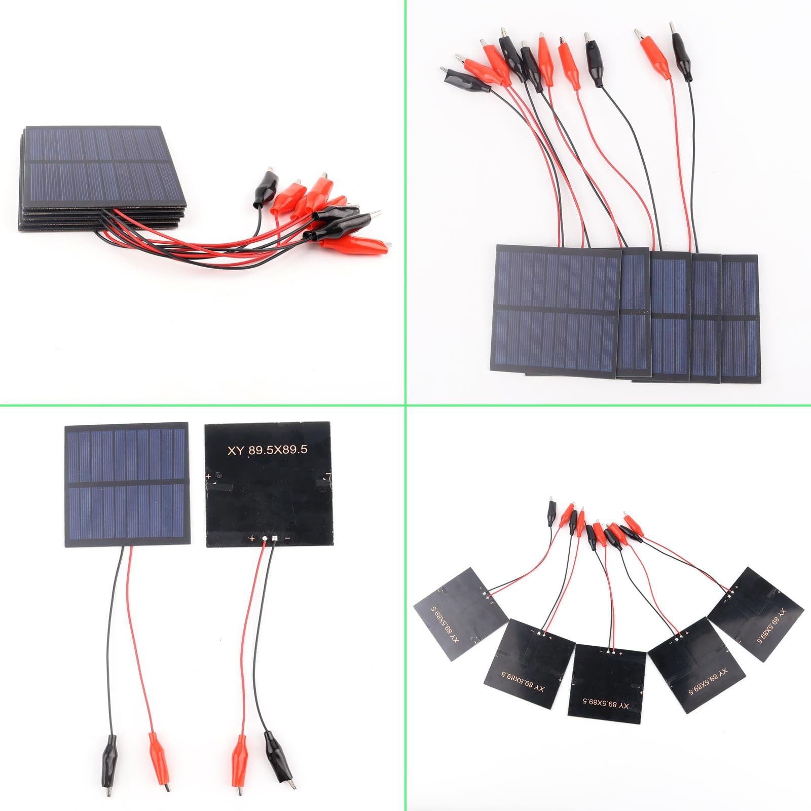 5 Pcs Mini Solar Panels 1W 5V 200mA Photovoltaic Charger Kits with Clips