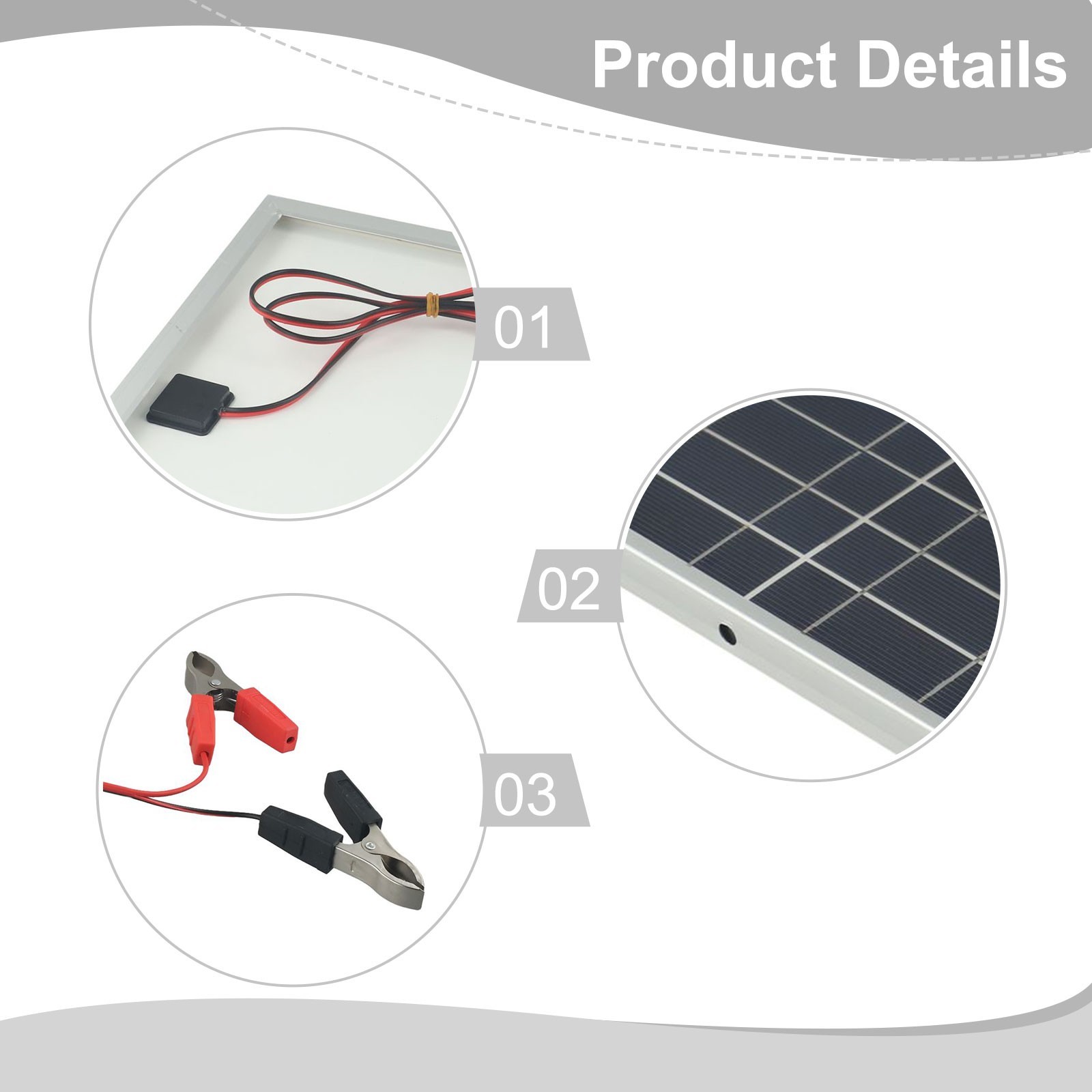 Clip Solar Panel Kit 15W 12V Compatible with Various Devices