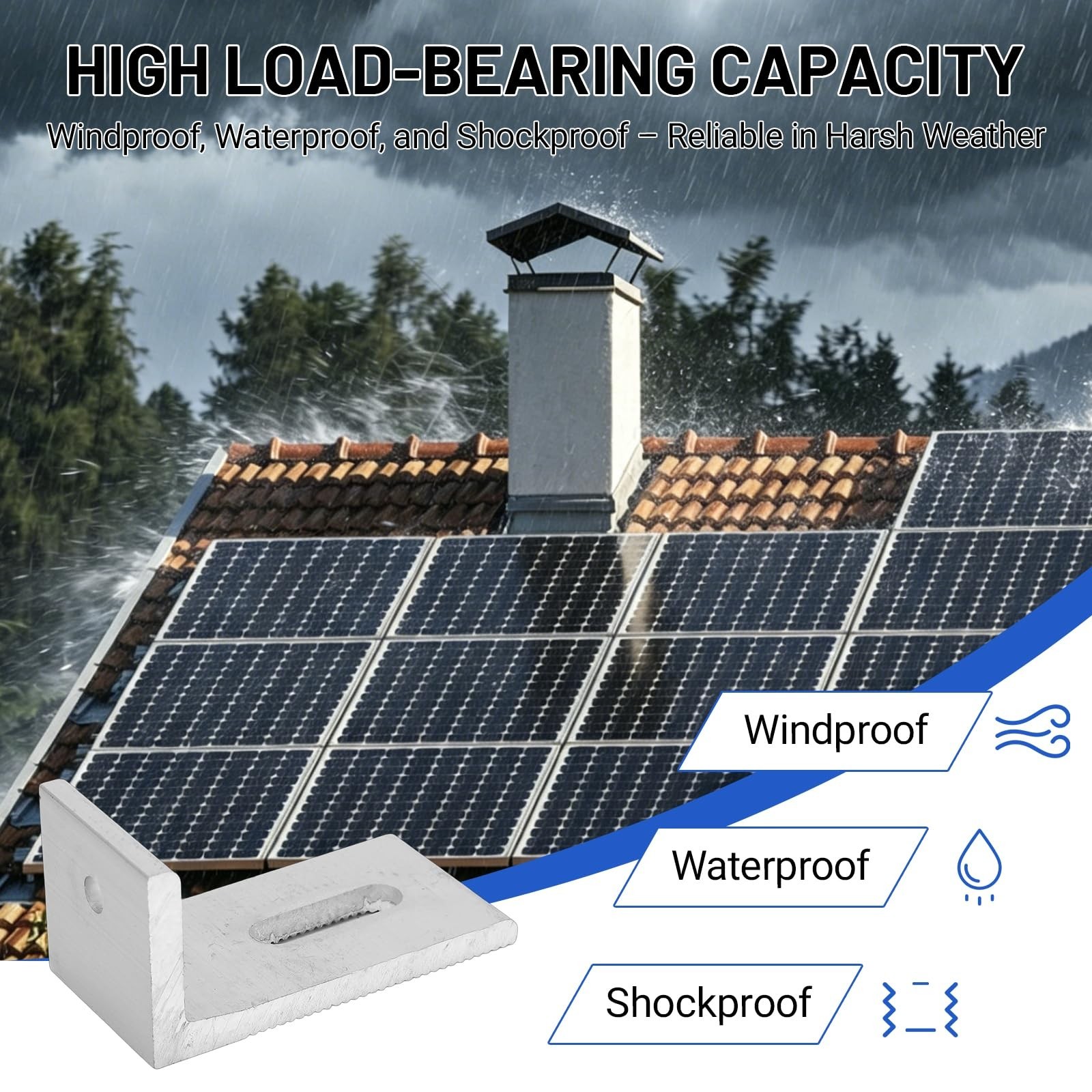 10Pcs L Foot Solar Mount Brackets, Aluminum PV Panel Mounting Kit, Waterproof Ro