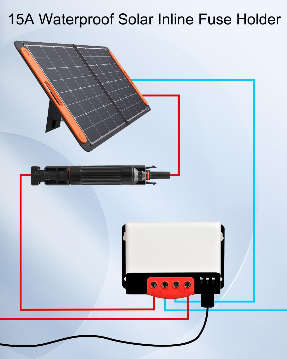 15A Solar Fuses Holder Inline for Solar Panel and Solar Controller with 10 Fuse,