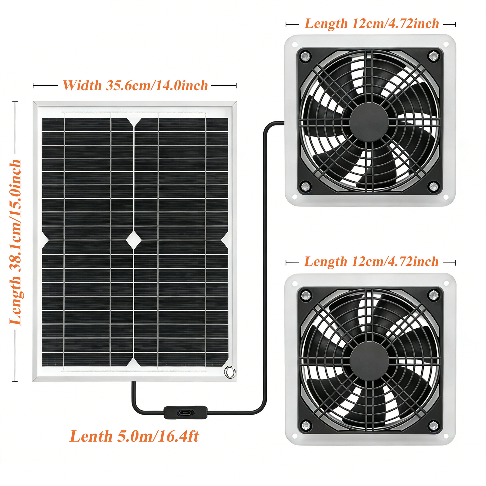 Solar Panel Dual Fan Vent Exhaust Fan Air Flow Outside for Coops Shed Pet House