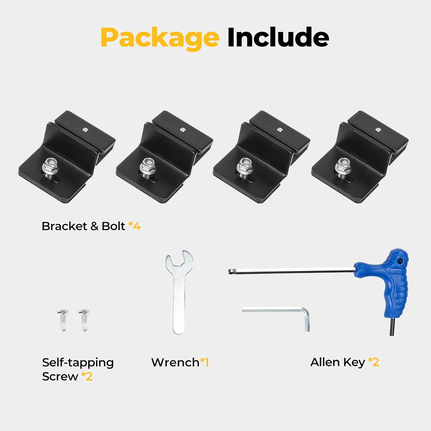 Bougerv Solar Panel T-Slot Mounting Kit Fits for Auto Cross Bars with T-Track to