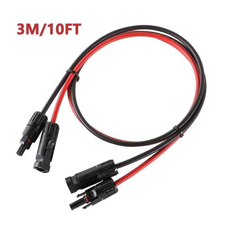 10 AWG Solar Panel Extension Cable PV Wire Solar Connectors Pair Black Red 6mm²