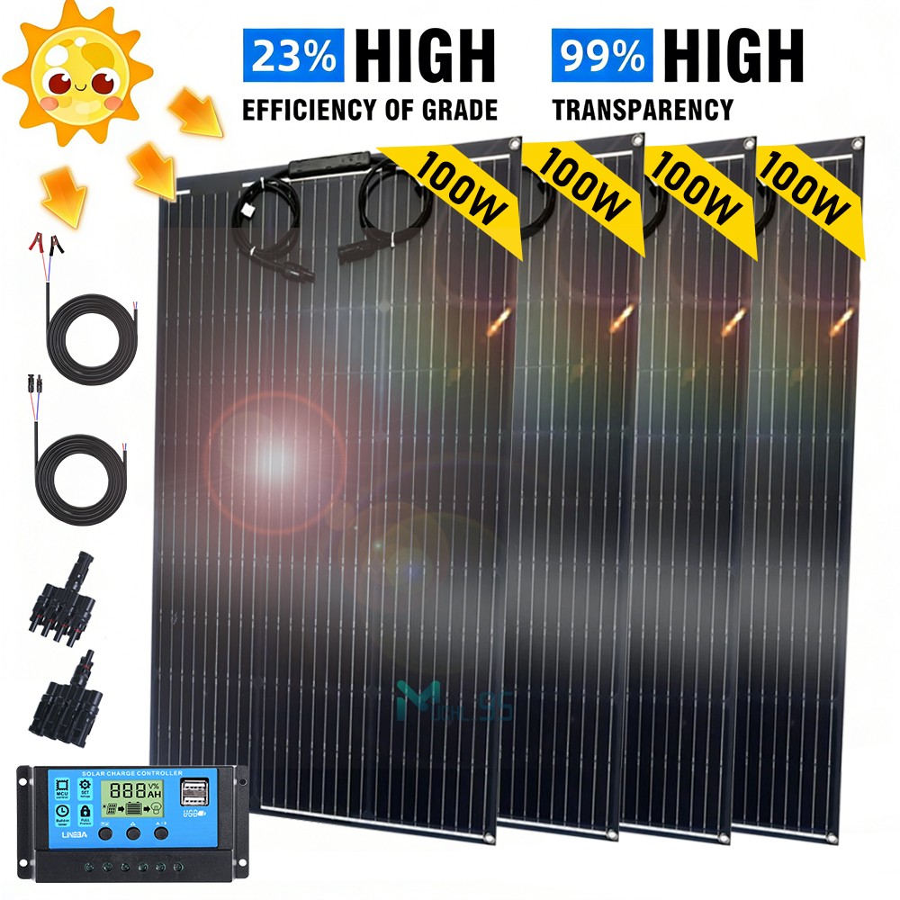 100W 200W 400W Watt 12V Portable Flexible Solar Panel Kit RV Camping Off-Grid US