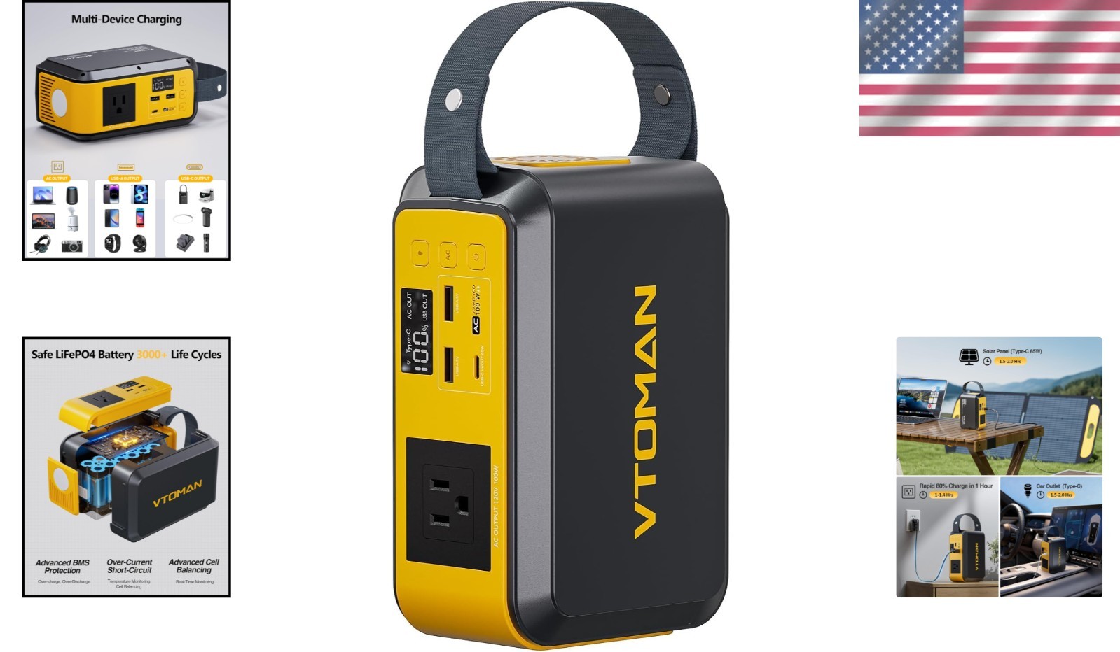 Jump 100 Solar Generator – Ultra-Fast 65W Recharge & LED Light for Emergency Use
